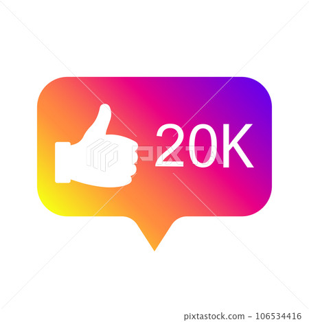 Counter Notification Icon, color gradient. Follower. Icon like 20K. Instagram 20000 like icon. Social media 20K like. Vector illustration. EPS 10 Counter Notification Icon, color gradient. Follower. Icon like 20K. Instagram 20000 like icon. Social media 20K like. Vector illustration. EPS 10 106534416