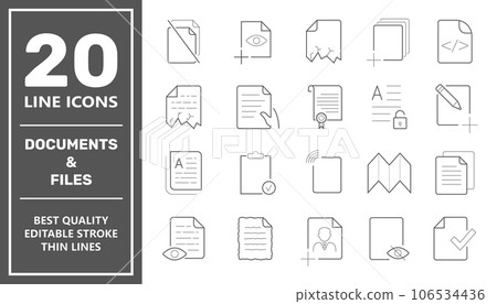 Set of Document Icons. Contains such Icons as Batch Processing, Legal Documents, Clipboard, Download, Document Flow and more. Editable Stroke. EPS 10 Set of Document Icons. Contains such Icons as Batch Processing, Legal Documents, Clipboard, Download, Document Flow and more. Editable Stroke. EPS 10 106534436