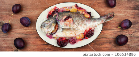Dorado fish baked, healthy food. Dorado fish baked, healthy food. 106534896