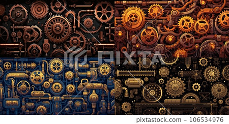 Vintage tech mechanical complex backgrounds. Power-driven mechanic reliable filigree swiss precision movement engine patterns Vintage tech mechanical complex backgrounds. Power-driven mechanic reliable filigree swiss precision movement engine patterns 106534976