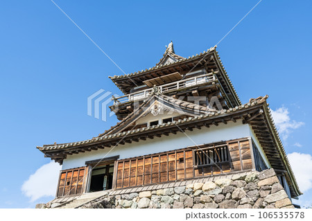 Sakai City, Fukui Prefecture, Japan's Top 100 Castle, Maruoka Castle Tower in fine weather 106535578