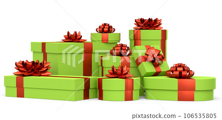 Gift boxes with ribbon and bow isolated on white background. greeting design 106535805