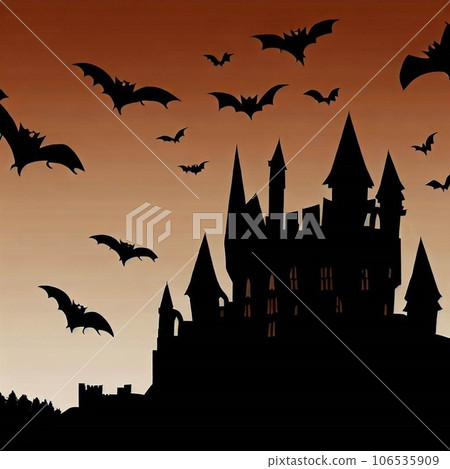 Bats flying around spooky castle Bats flying around spooky castle 106535909