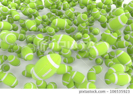 Many of flying green american football ball falling on white background Many of flying green american football ball falling on white background 106535923