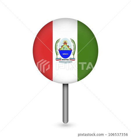 Map pointer with Department of Ucayali. Peru. Vector Illustration. 106537356