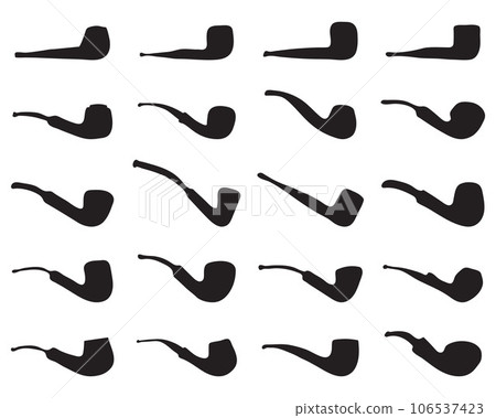 Black silhouettes of smoking pipes on a white background 106537423