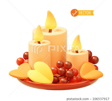 Vector autumn candles with leaves 106537917