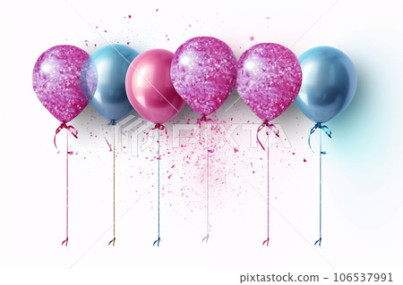 Set of multicolored metallic glossy colors balloons with strings. For birthdays, parties, weddings or promotion banners or posters. Vivid and realistic illustration Set of multicolored metallic glossy colors balloons with strings. For birthdays, parties, weddings or promotion banners or posters. Vivid and realistic illustration 106537991