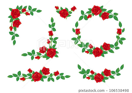 紅玫瑰花插畫框架集 紅玫瑰花插畫框架集 106538498