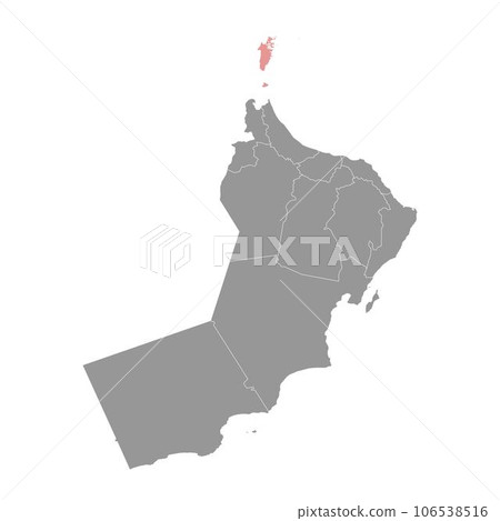 Musandam Governorate map, administrative division of Oman. Vector illustration. 106538516