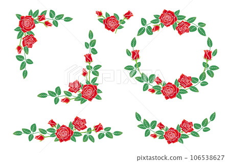 Red rose flower illustration frame set Red rose flower illustration frame set 106538627