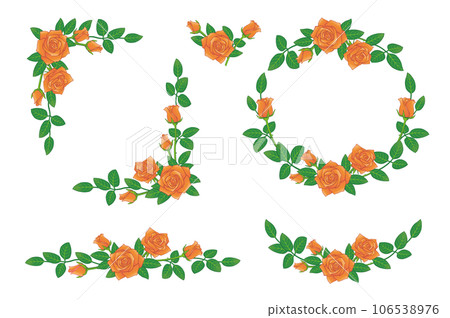 Rose flower orange illustration frame set 106538976