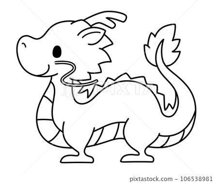 Cute line drawing illustration of a dragon 106538981