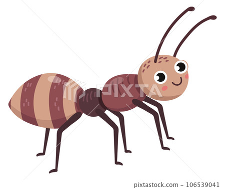 Happy ant mascot. Smiling baby insect character Happy ant mascot. Smiling baby insect character 106539041