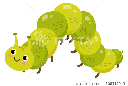 Smiling catterpillar character. Cartoon insect cheerful mascot Smiling catterpillar character. Cartoon insect cheerful mascot 106539043