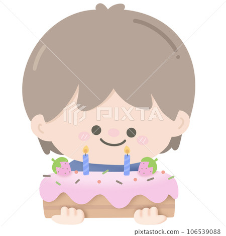 Boy with birthday cake Boy with birthday cake 106539088