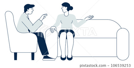 Mental health concept. Woman on therapy session with doctor 106539253