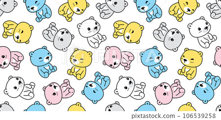 bear polar seamless pattern sitting teddy colorful cartoon doodle vector gift wrapping paper tile background repeat wallpaper scarf isolated illustration design 106539258