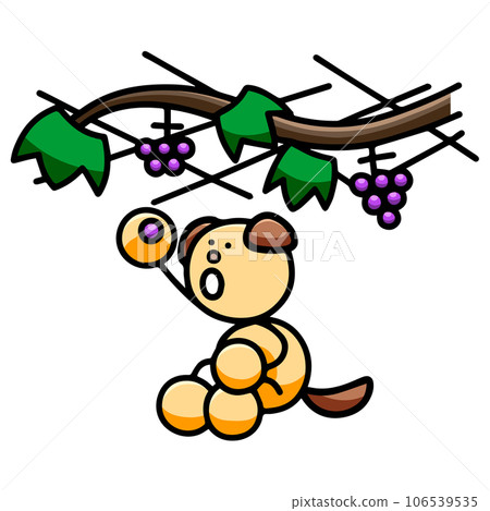 Illustration of a dog picking grapes Dog 106539535
