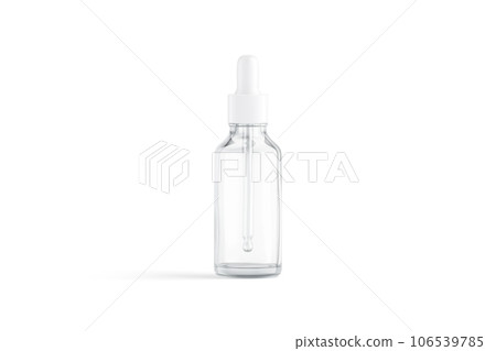Blank transparent glass dropper bottle mockup, front view 106539785