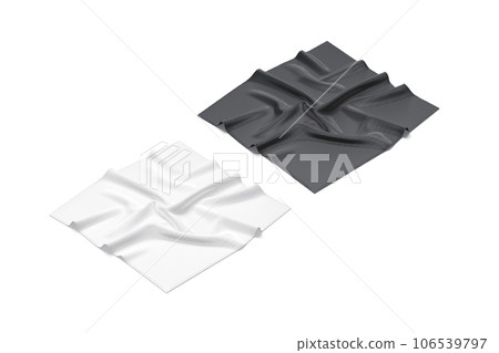 Blank black and white twill silk scarf mockup, side view Blank black and white twill silk scarf mockup, side view 106539797