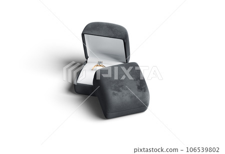 Blank black box with gold diamond ring stack mockup Blank black box with gold diamond ring stack mockup 106539802