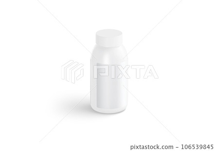 Blank white nutrition bottle with label mockup, side view 106539845