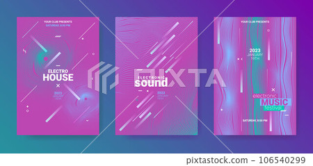 Abstract Music Posters Set. Electronic Party Cover. Vector Edm 106540299