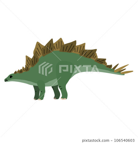 Illustration of a stegosaurus looking sideways (no main lines) / Dinosaur, picture book, cute material Illustration of a stegosaurus looking sideways (no main lines) / Dinosaur, picture book, cute material 106540603
