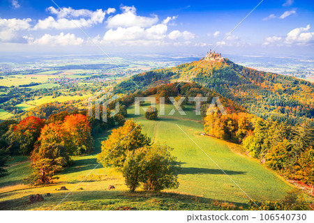 Burg Hohenzollern - Autumn landscape in the Swabian Alps, Germany Burg Hohenzollern - Autumn landscape in the Swabian Alps, Germany 106540730