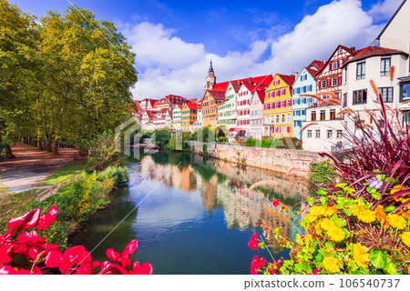 Tubingen, Germany. Colorful old town on the river Neckar, Bavaria. Tubingen, Germany. Colorful old town on the river Neckar, Bavaria. 106540737
