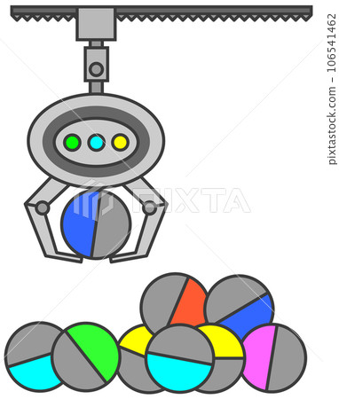 Illustration of a game where you win prizes by lifting them in capsules with a crane Illustration of a game where you win prizes by lifting them in capsules with a crane 106541462