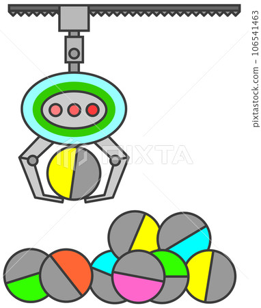 Illustration of a game where you win prizes by lifting them in capsules with a crane Illustration of a game where you win prizes by lifting them in capsules with a crane 106541463