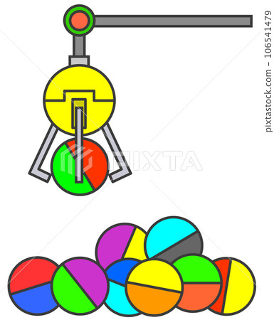 Illustration of a game where you win prizes by lifting them in capsules with a crane Illustration of a game where you win prizes by lifting them in capsules with a crane 106541479