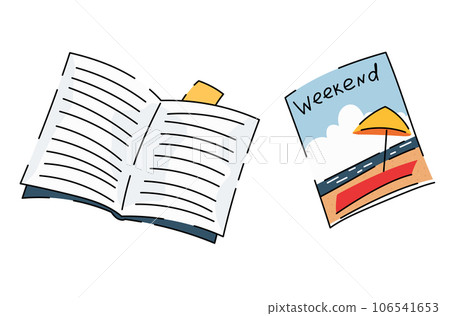 Flat illustration of a magazine open and closed Flat illustration of a magazine open and closed 106541653