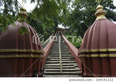 INDIA, ASSAM, HAJO, JULY 2023, People at Hayagriva Madhava Temple, Hajo Heritage Site. 106542212