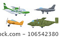 Cartoon set of cargo, military aircraft. Vector illustration isolated on white background 106542380