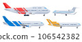Cartoon set of private, civil aircraft. Vector illustration isolated on white background 106542382
