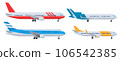 Cartoon set of private, civil aircraft. Vector illustration isolated on white background 106542385
