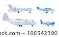 Cartoon set of civil, cargo, private aircraft. Vector illustration isolated on white background 106542390