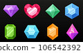 Cartoon set of crystals, gems, treasures. Vector illustration isolated 106542392