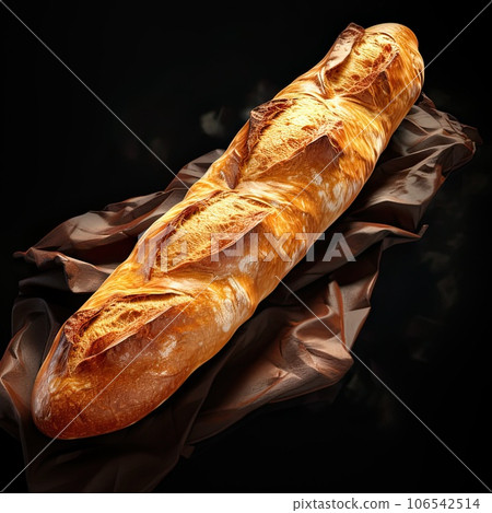 Baguette bread on black background Baguette bread on black background 106542514