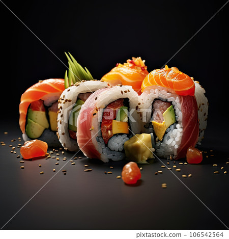 Sushi rolls set of traditional japanese food on Sushi rolls set of traditional japanese food on 106542564