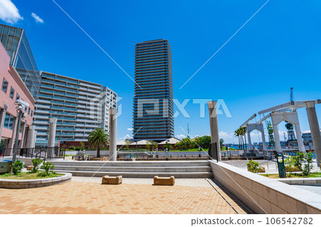 Kobe City, Hyogo Prefecture, Harborland Plaza and Drawbridge 106542782