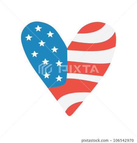Vector hand drawn flat usa American flag heart Vector hand drawn flat usa American flag heart 106542970