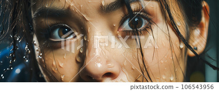 Eyes of a sweaty woman 106543956