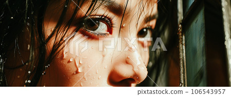 Eyes of a sweaty woman 106543957