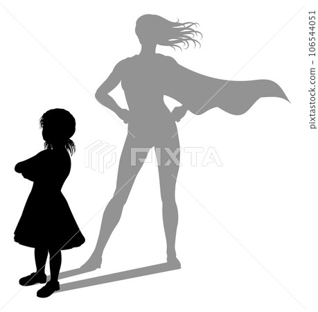 Superhero Child Kid With Super Hero Shadow Superhero Child Kid With Super Hero Shadow 106544051