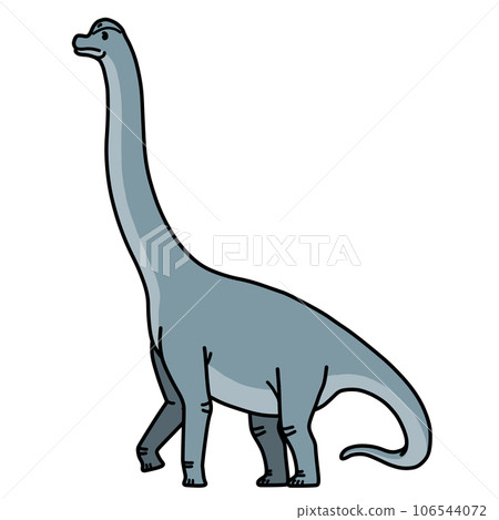 橫向的腕龍插圖(帶主線)/恐龍、圖畫書、可愛材料 橫向的腕龍插圖(帶主線)/恐龍、圖畫書、可愛材料 106544072