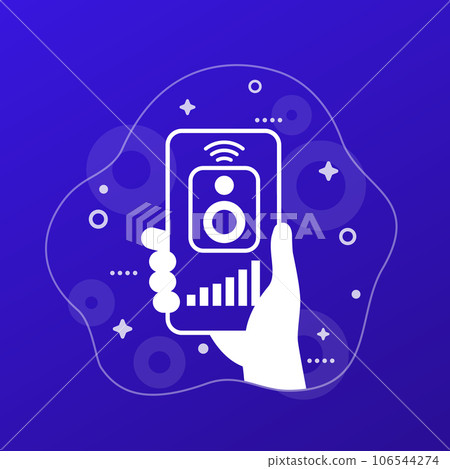 Smart speaker control with a phone vector icon Smart speaker control with a phone vector icon 106544274
